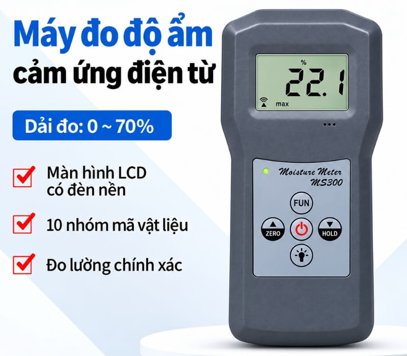 Máy đo độ ẩm gỗ Total Meter MS300 thiết kế cầm tay nhỏ gọn 