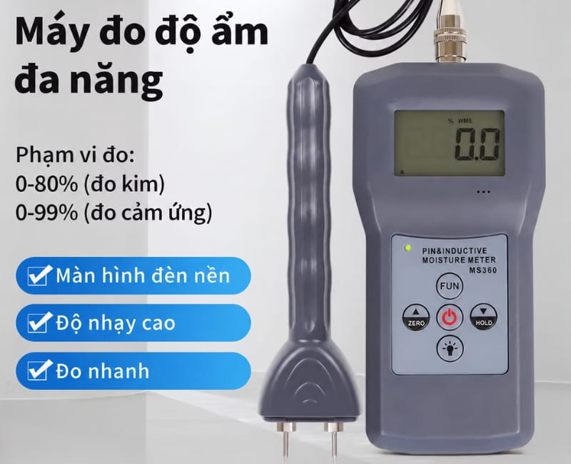 Total Meter MS360 tích hợp 2 phương pháp, đo đa dạng các loại vật liệu 