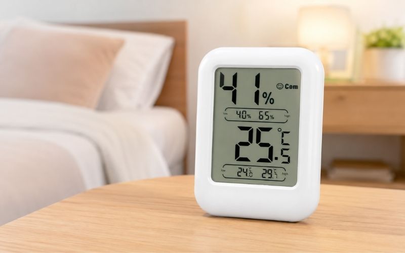 Nhiệt ẩm kế Total Meter HTC-5 thiết kế hiện đại, để bàn nhỏ gọn