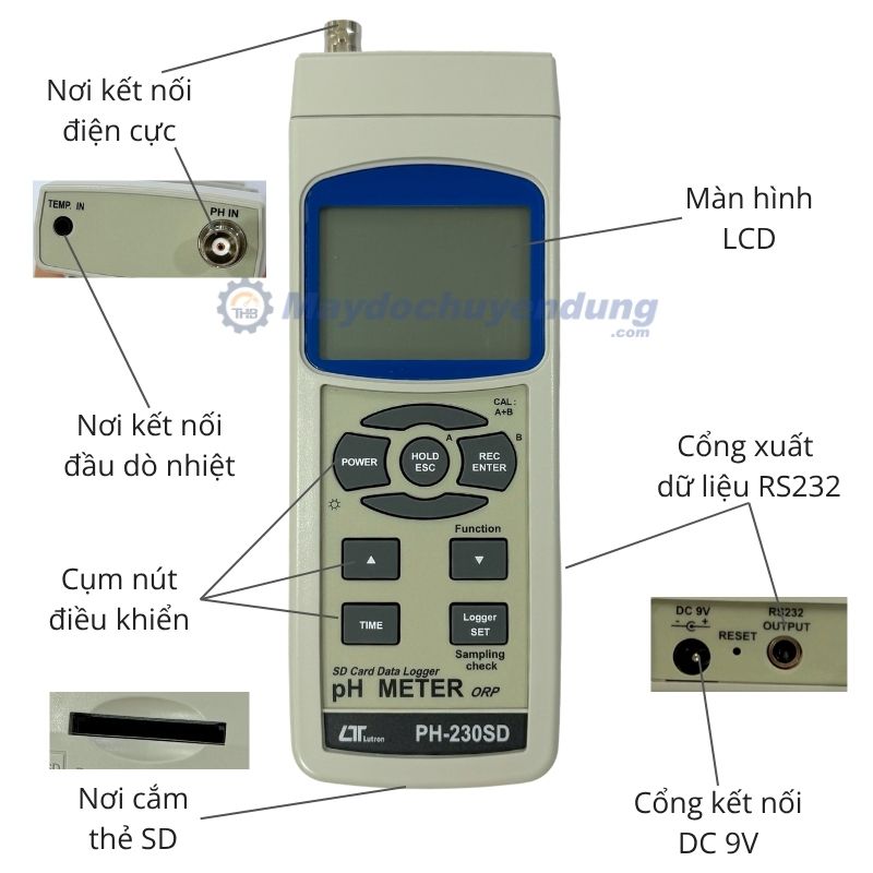 Máy đo pH Lutron PH-230SD thiết kế gọn gàng