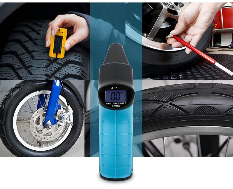 Total Meter EM6083 đo áp suất lốp trên nhiều loại xe đạp, xe máy, xe ô tô tải trọng nhẹ