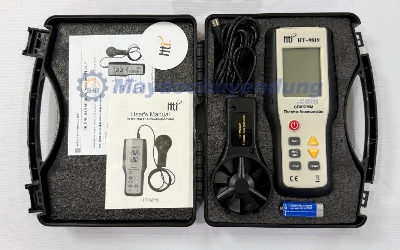 Bộ sản phẩm máy đo tốc độ, lưu lượng gió Total Meter HT-9819