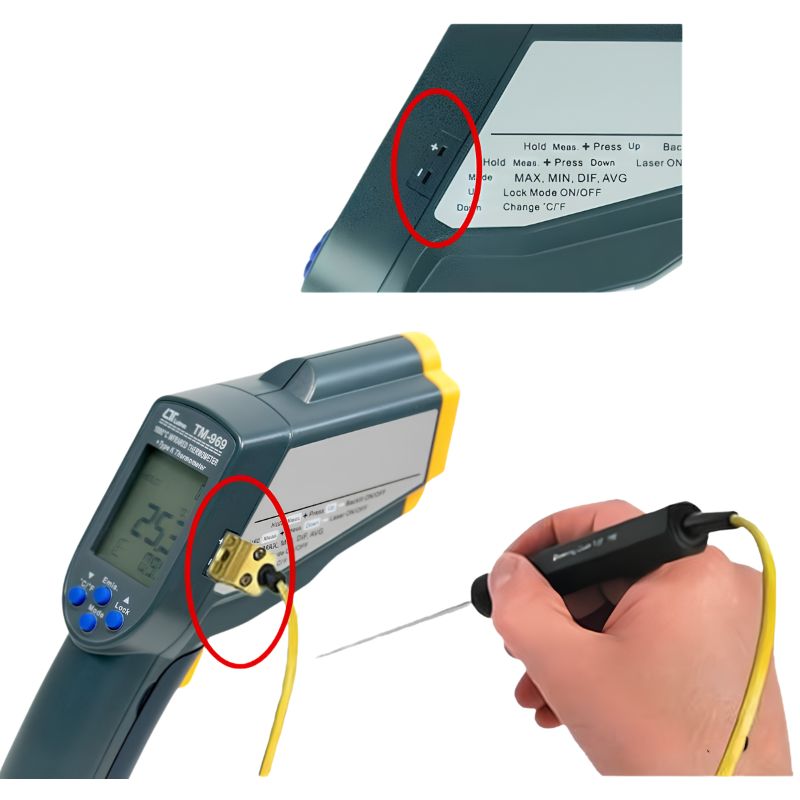 Đầu dò nhiệt Type K của súng bắn nhiệt độ hồng ngoại Lutron TM-969