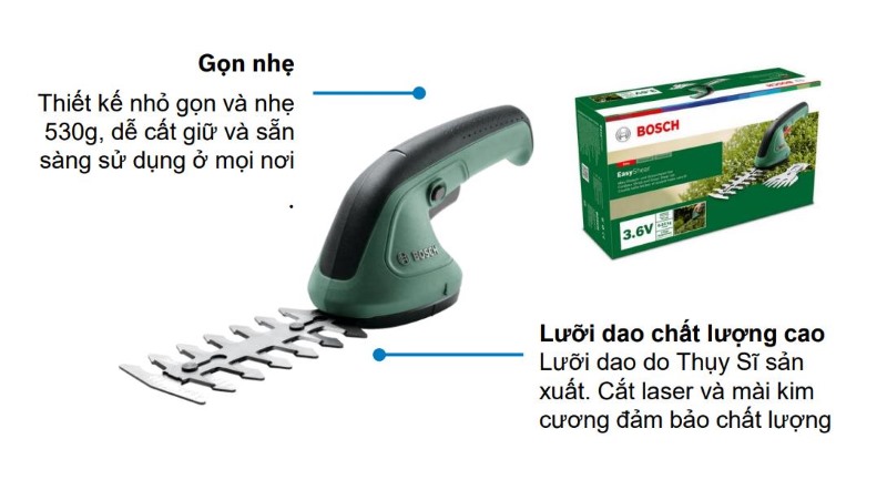 Bosch Easyshear có các tính năng hiện đại, mang lại nhiều sự tiện lợi