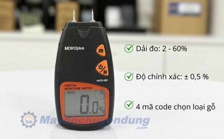 Máy đo độ ẩm gỗ MD-912 đo chính xác, dải đo rộng Máy đo độ ẩm gỗ MD-912 đo chính xác, dải đo rộng