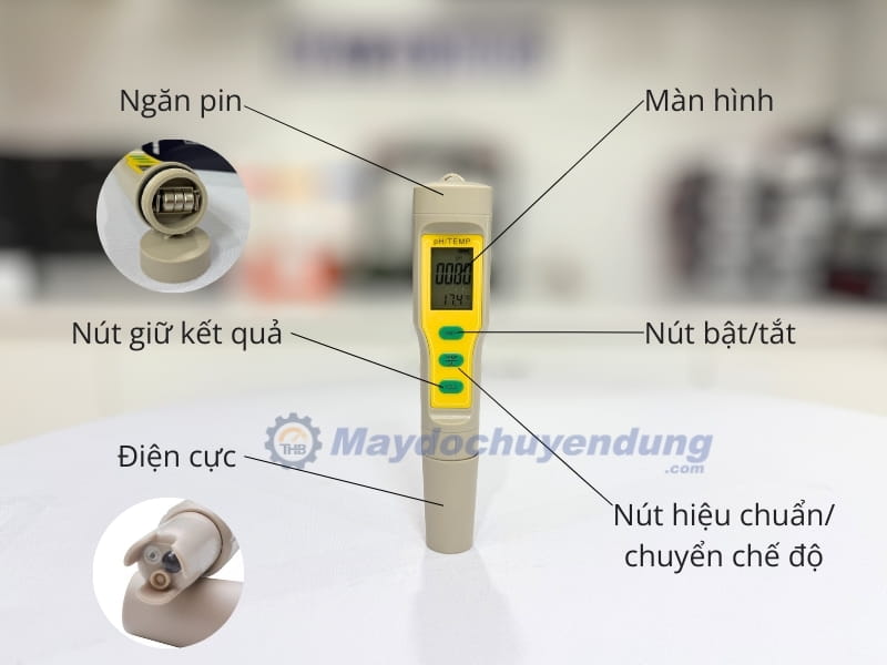 Cấu tạo của bút đo pH/nhiệt độ Total Meter P-3