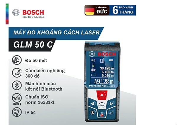Máy đo khoảng cách Bosch GLM 50C sai số chỉ 0,15mm