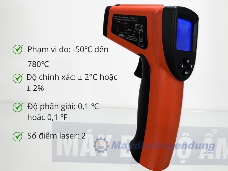 Súng đo nhiệt độ hồng ngoại laser kép độ DT8780 mang độ chính xác cao 
