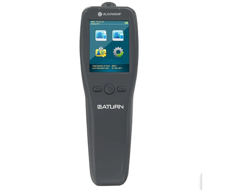 Máy đo nồng độ cồn Alcovisor Saturn nhỏ nhẹ, màn hình màu có cảm ứng Máy đo nồng độ cồn Alcovisor Saturn nhỏ nhẹ, màn hình màu có cảm ứng