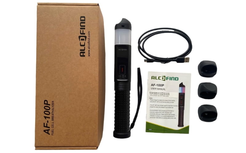 Trọn bộ sản phẩm máy đo nồng độ cồn Alcofind AF-100P