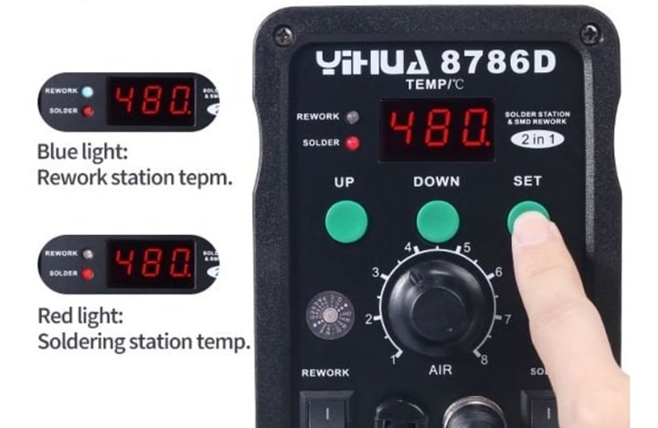 Máy hàn khò chỉnh nhiệt Yihua 8786D có khả năng hàn thiếc chính xác