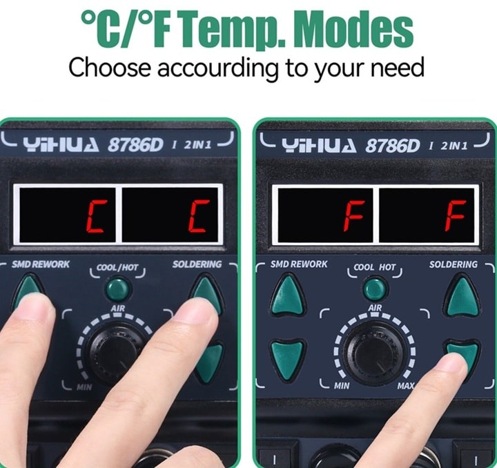 Yihua 8786D-I có chức năng chuyển đổi độ C sang độ F