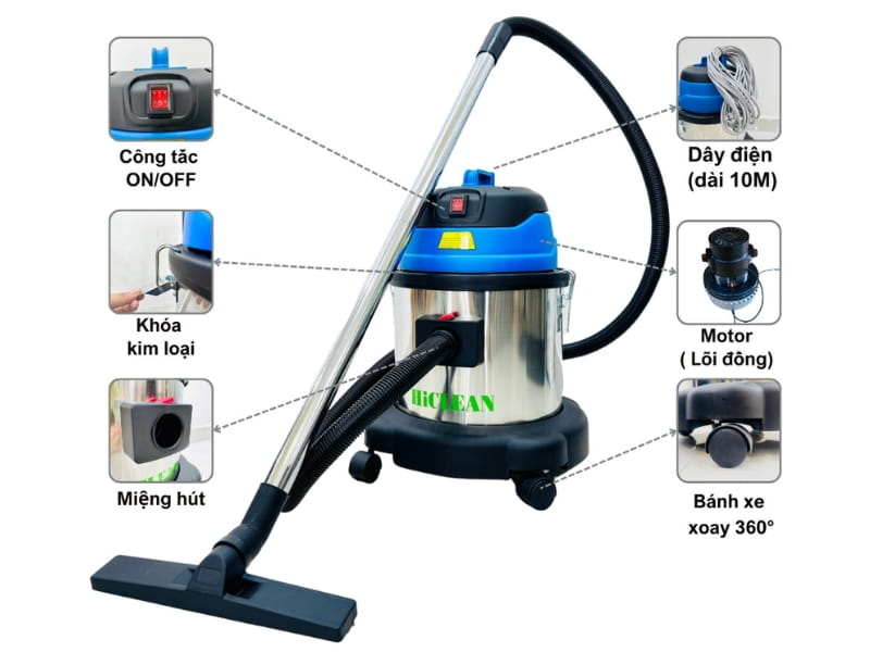 Cấu tạo của máy hút bụi công nghiệp HiClean HC20/US