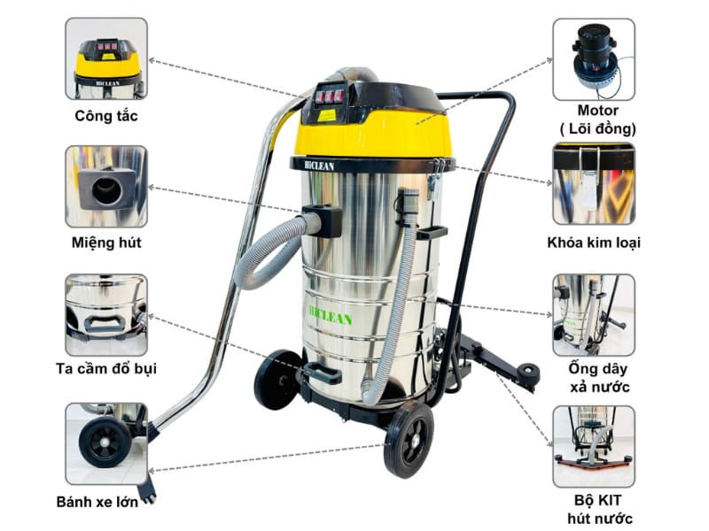 Cấu tạo của máy hút bụi công nghiệp Hiclean HC380T 
