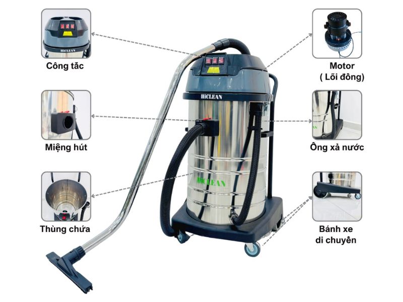 Máy hút bụi công nghiệp HiClean HC80 NEW