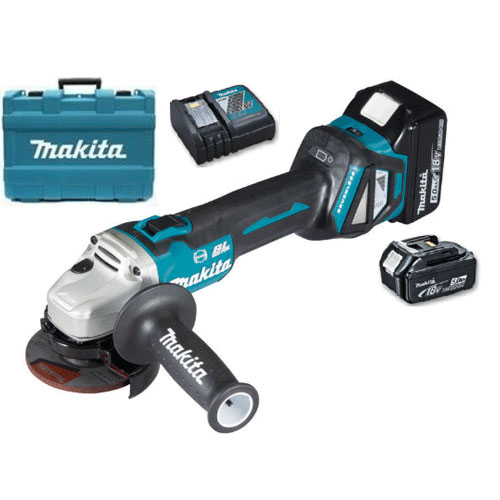 M&aacute;y m&agrave;i g&oacute;c d&ugrave;ng pin Makita DGA414RTE kết nối kh&ocirc;ng d&acirc;y với m&aacute;y h&uacute;t bụi