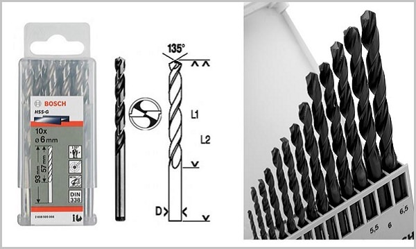 Mũi khoan sắt và Inox HSS-Co DIN 338 Bosch