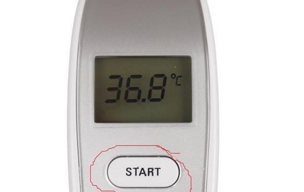 Ấn Start và để nhiệt kế gần vị trí cần đo