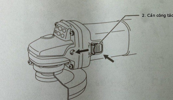 Cần công tắc hoạt động trên máy mài cầm tay