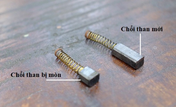 So sánh chổi than cũ và mới của máy mài