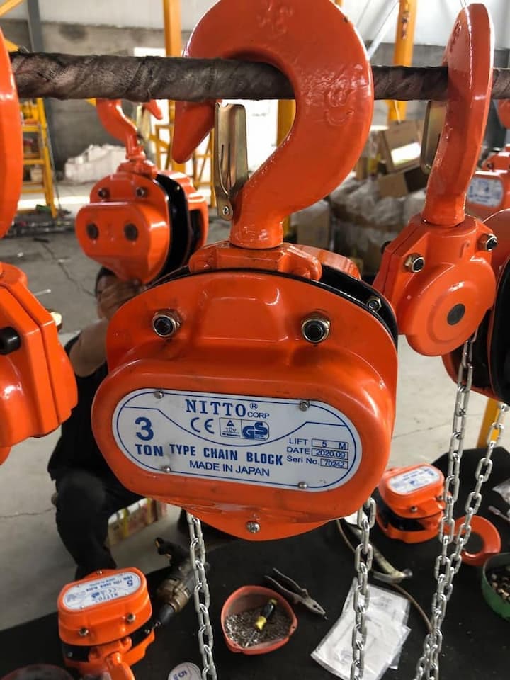 Pa lăng xích NITTO 3T-5M cho khả năng nâng hạ tải trọng tối đa 3000kg