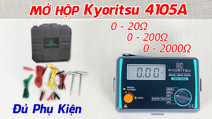 Kew 4105A có dải đo điện trở đất rộng từ 0 – 2000Ω