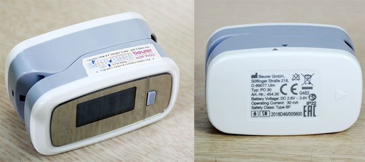 Các góc khác của máy đo nồng độ oxy và nhịp tim Beurer PO30