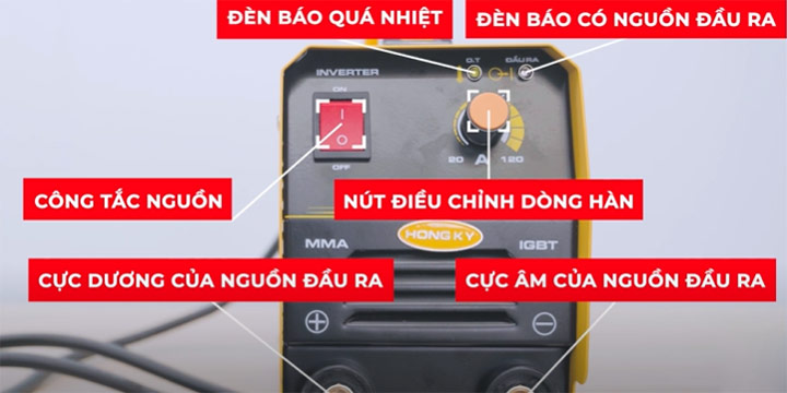 Các điểm chi tiết trên máy hàn que Hồng Ký HK 120F Các điểm chi tiết trên máy hàn que Hồng Ký HK 120F