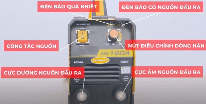 Chi tiết trên máy hàn Hồng Ký HK 160A