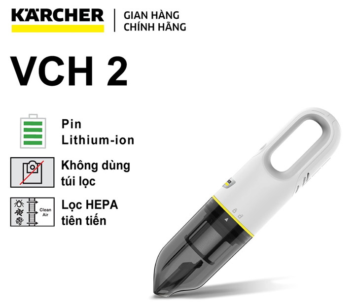 Tóm tắt thông tin chi tiết về máy hút bụi cầm tay pin Karcher VCH2 Tóm tắt thông tin chi tiết về máy hút bụi cầm tay pin Karcher VCH2