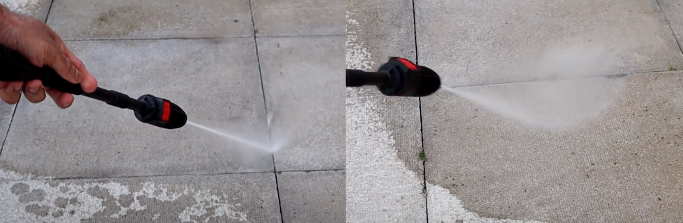 Tia nước phun thẳn và phun xoáy của máy rửa xe Bosch EasyAquatak 110 Tia nước phun thẳn và phun xoáy của máy rửa xe Bosch EasyAquatak 110