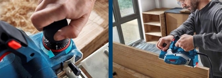 Máy bào Bosch GHO 16-82 có khả năng điều chỉnh độ sâu bào chính xác Máy bào Bosch GHO 16-82 có khả năng điều chỉnh độ sâu bào chính xác