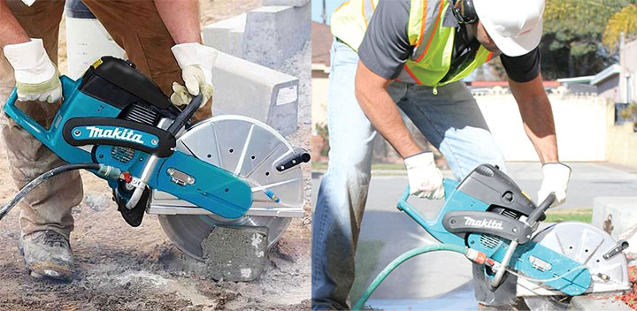 Quá trình thao tác làm việc của máy cắt bê tông chạy xăng Makita EK8100WS Quá trình thao tác làm việc của máy cắt bê tông chạy xăng Makita EK8100WS