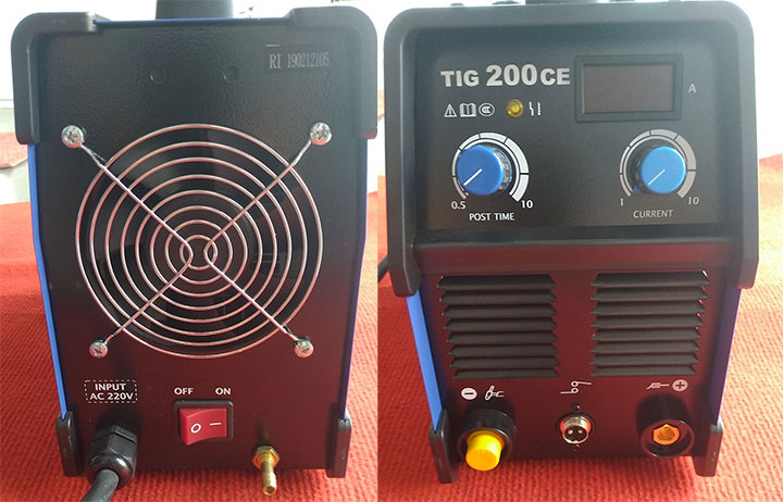 Mặt trước và mặt sau của máy hàn Tig Riland TIG 200CE