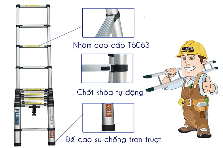 Thang nhôm rút đơn Hakawa HK144