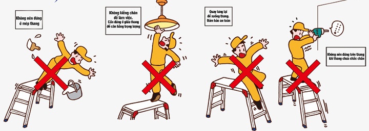 Lưu ý khi sử dụng thang nhôm bàn Lưu ý khi sử dụng thang nhôm bàn