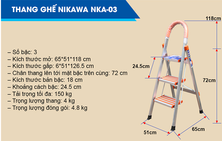 Thông tin chi tiết về thang nhôm NIkawa