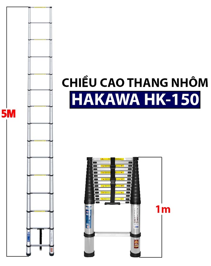 Hình ảnh thang nhôm rút đơn Hakawa HK144 Hình ảnh thang nhôm rút đơn Hakawa HK144