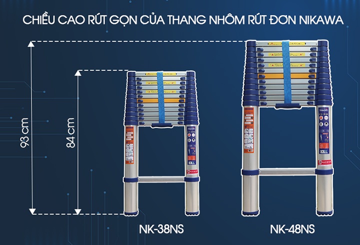 Chiều cao của thang rút Nikawa