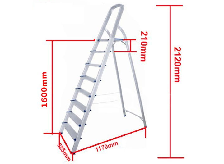 Hình ảnh thang nhôm tay vịn 8 bậc Nikita AL08