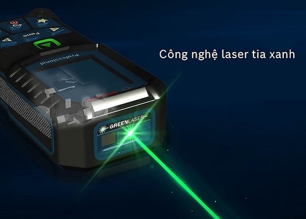 Máy đo khoảng cách laser xanh hiển thị rõ nét