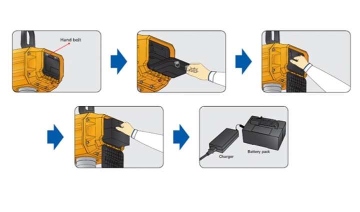 Chức năng tháo rời pin để sạc của cân treo điện tử CAS THD-BT 20 Tấn/10kg