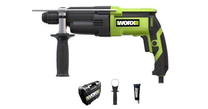 Máy khoan búa 800W 26mm Worx Green WU340S có các phụ kiện đi kèm Máy khoan búa 800W 26mm Worx Green WU340S có các phụ kiện đi kèm