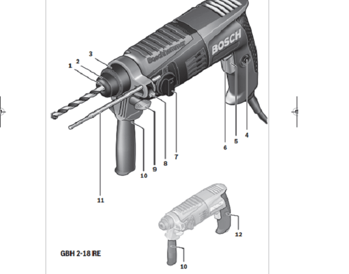 Cấu tạo máy Bosch GBH 2-18 RE
