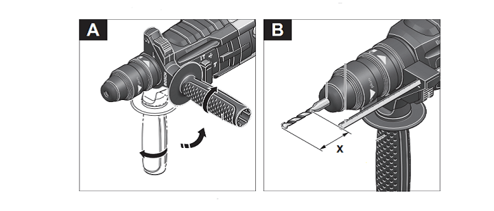 Máy khoan búa GBH 2-24 DFR cách lắp mũi khoan, tay cầm phụ Máy khoan búa GBH 2-24 DFR cách lắp mũi khoan, tay cầm phụ