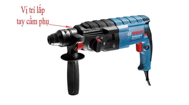 Máy khoan bê tông Bosch GBH 2 - 24 DRE cách lắp tay cầm phụ