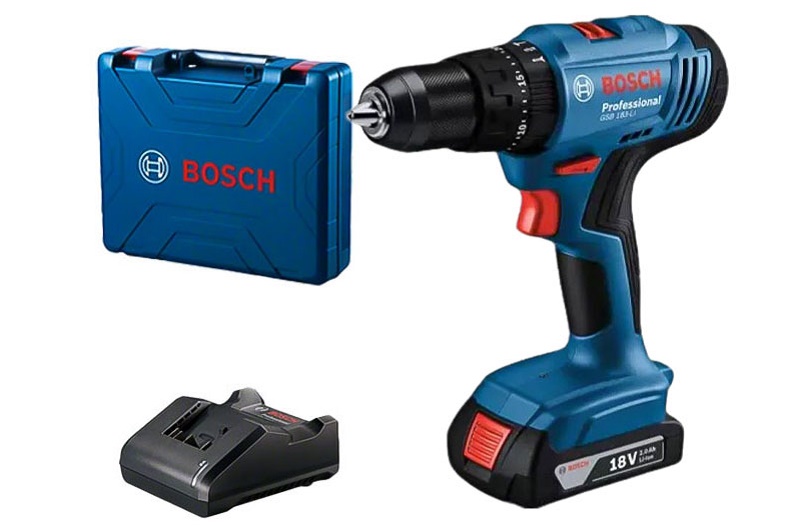 Bộ sản phẩm máy khoan pin Bosch GSB 183-Li đi kèm 1 pin