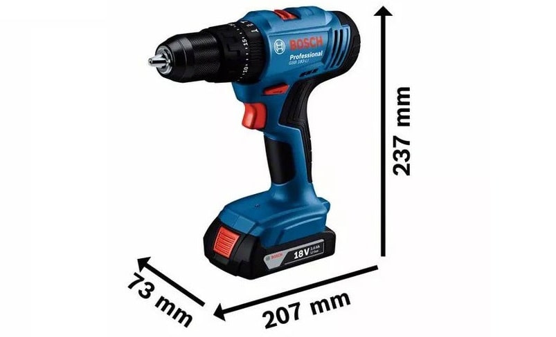 Kích thước của máy khoan Bosch GSB 183-LI