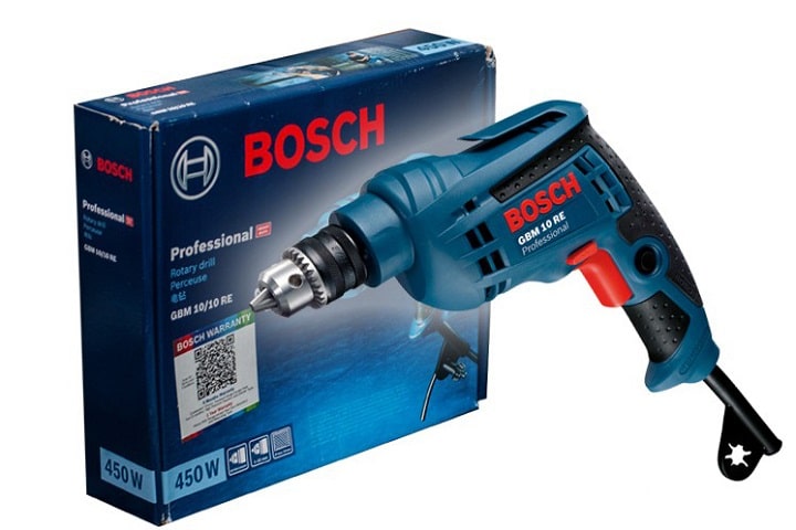 Máy khoan xoay Bosch 10 RE nhỏ gọn đựng trong hộp giấy