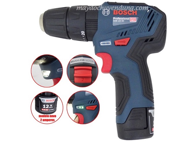 Máy khoan pin không chổi than Bosch GSB 12V-30